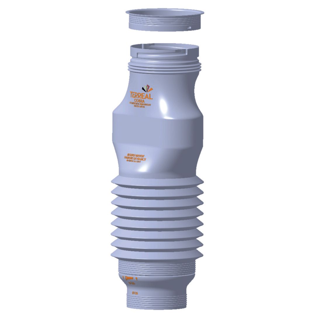 Raccordement Vmc Sur Tuile à Douille TERREAL - Connecteur aéraulique pour tuile à douille diamètre 150mm VMC Cobra 955XX Gris Réf. 143493 | Asturienne