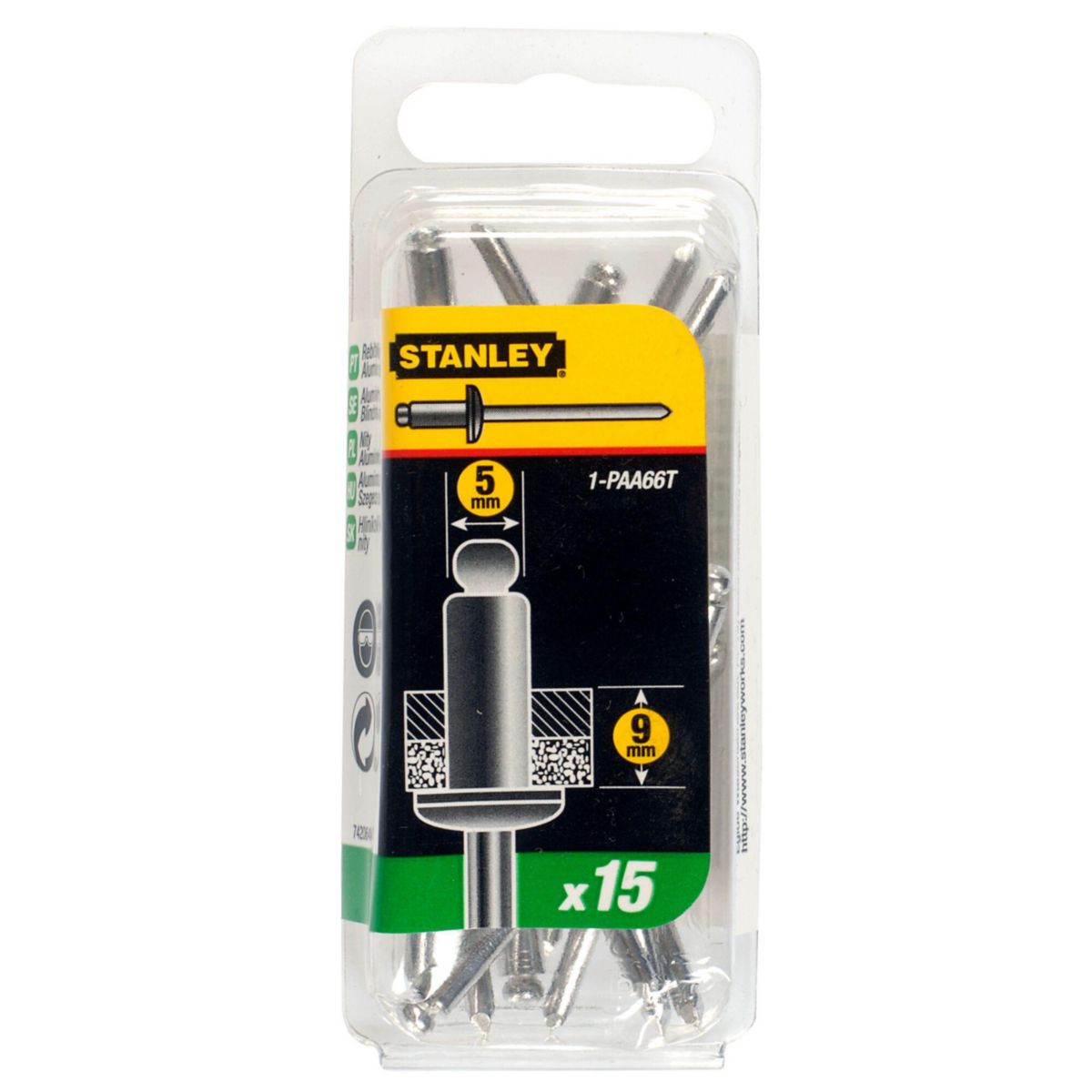 STANLEY Rivet standard 5x9mm paquet de 15 réf. 1PAA66T Asturienne