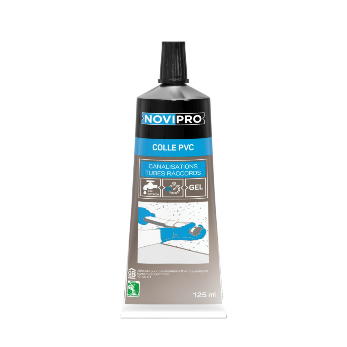 NOVIPRO Colle alimentaire NOVIPRO de 125 ml pour raccords et tuyaux PVC Asturienne